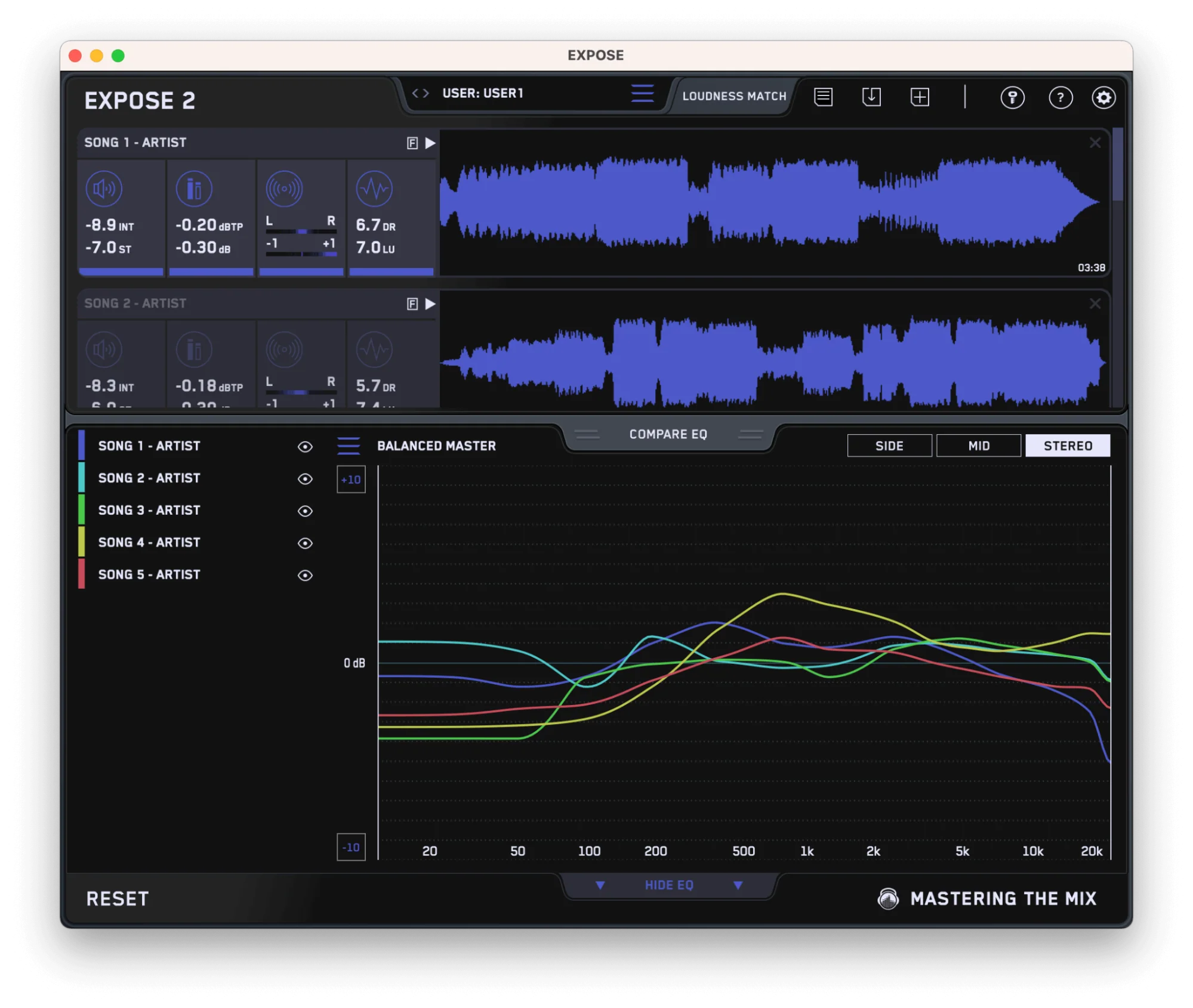 EQ COmpare Tonal balance