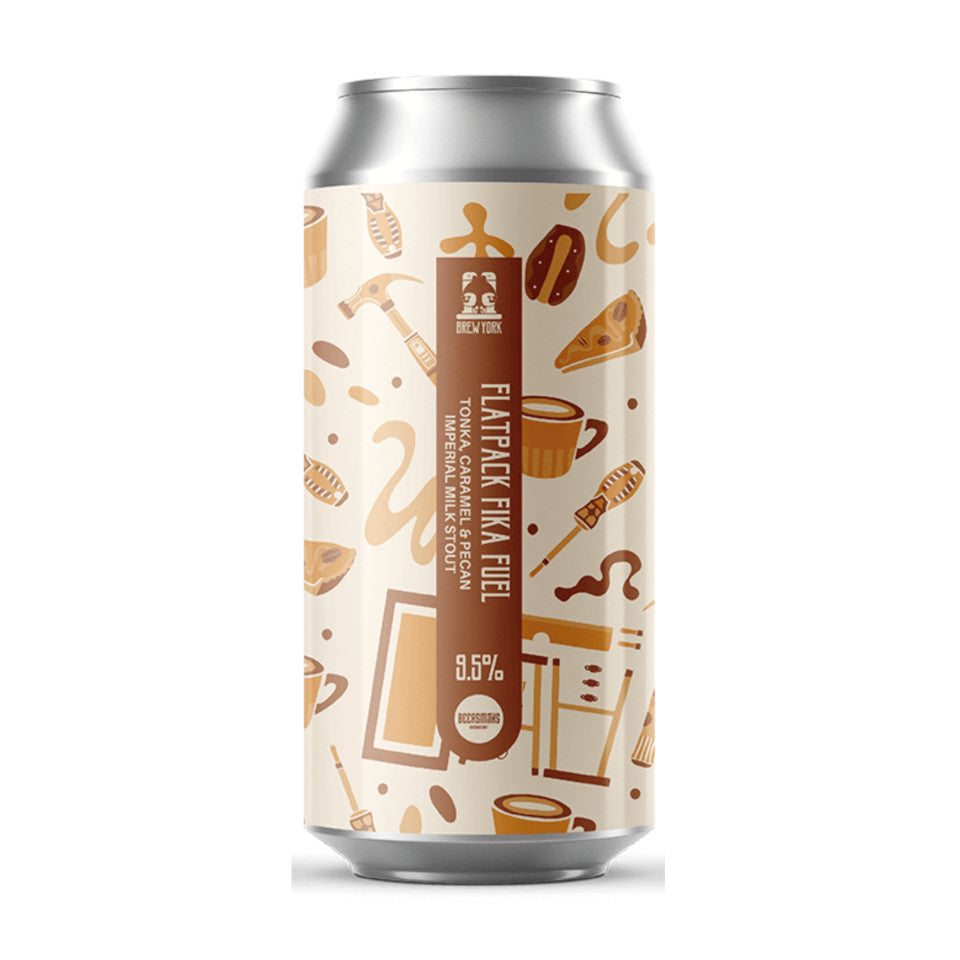 Brew York, Flatpack Fika Fuel, Tonka Caramel & Pecan Imp Milk Stout, 9.5%, 440ml - The Epicurean