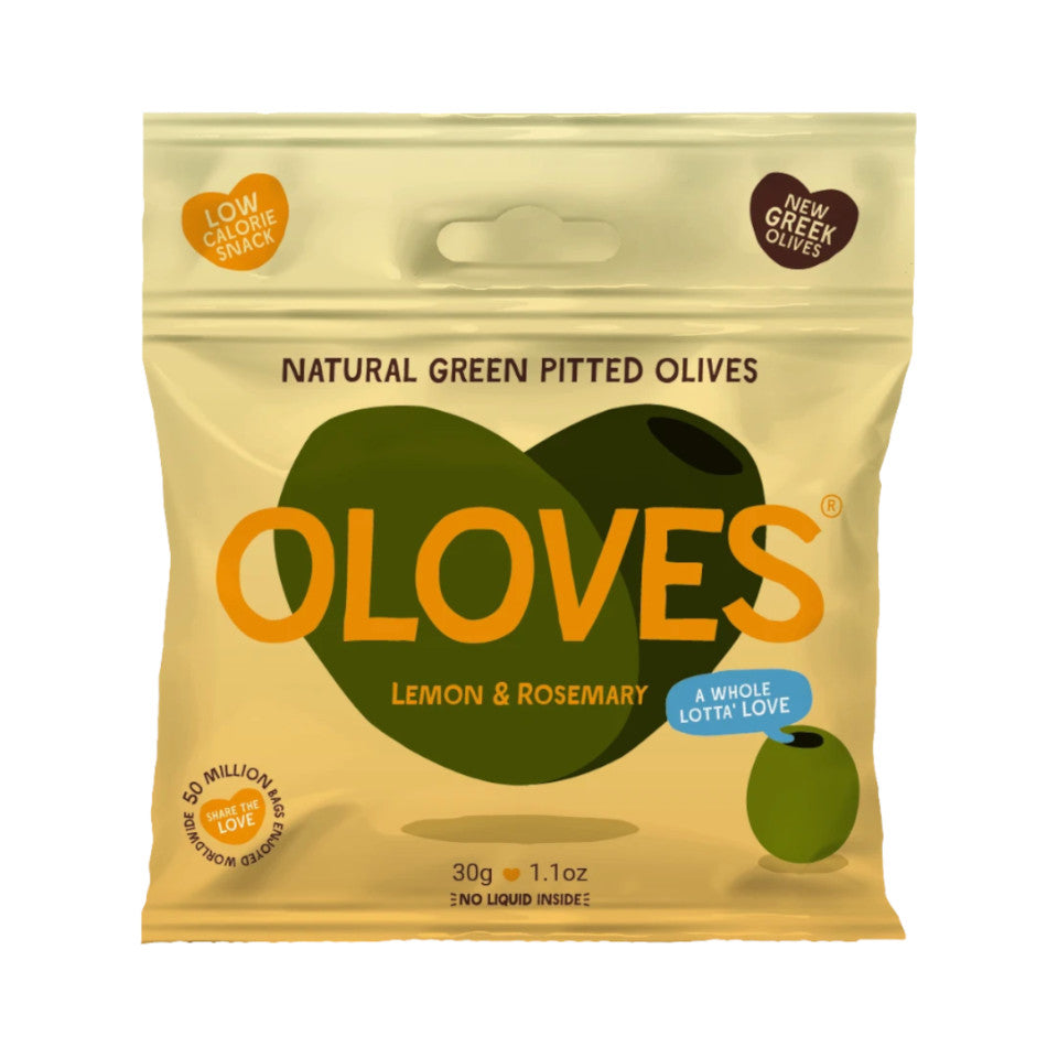 Oloves Olives, Lemon & Rosemary Flavour Olives, 30g - The Epicurean