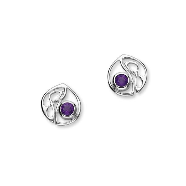 Sterling Silver Celtic Earrings with Amethyst Stones CE143