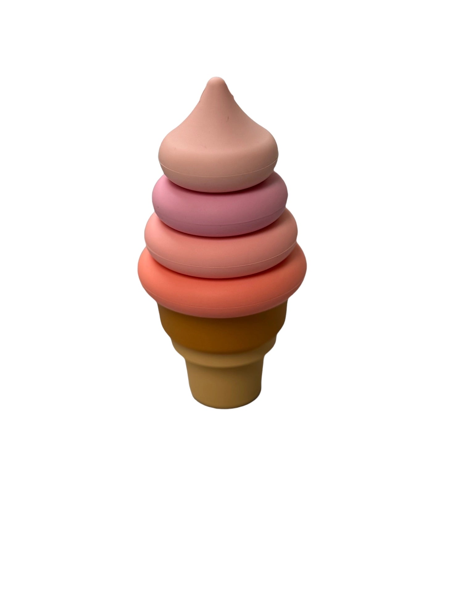 Silicone Stacking Ice Cream Teether - Shocking Coral