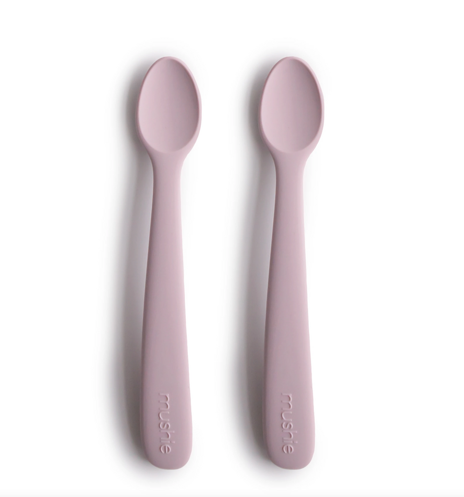 Silicone Toddler Starter Spoons 2-Pack (Natural/Shifting Sand) - The Brass  Owl