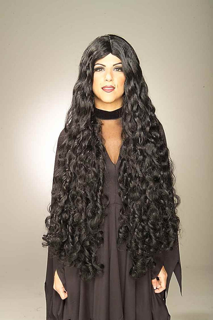 curly black costume wig