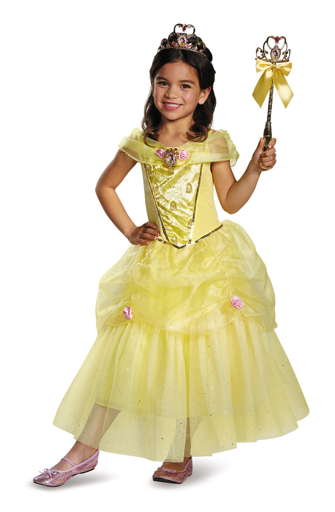 Girls Disney Princess Deluxe Belle Costume - Halloween Costumes 4U ...