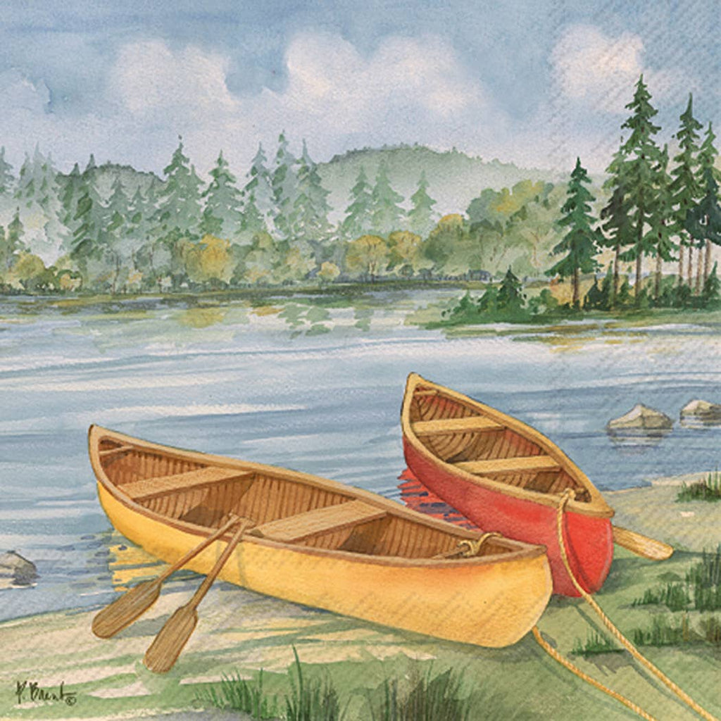 Log Cabin Canoe Paper Cocktail Napkin - Lake Effect