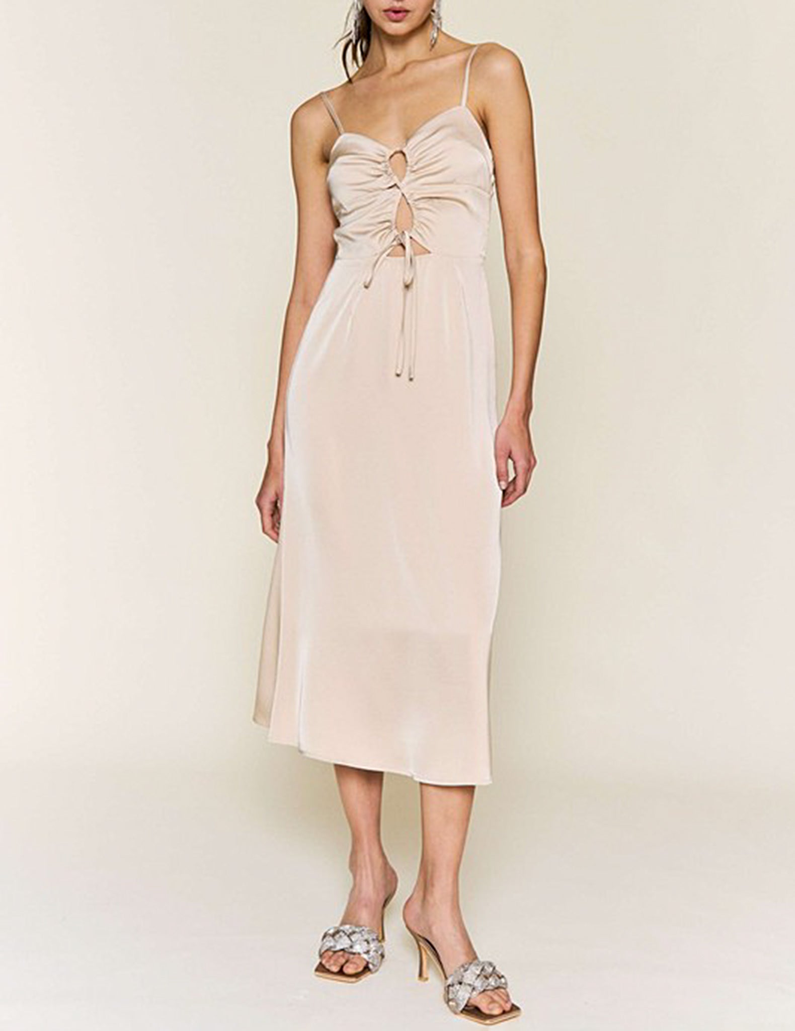 Eleanor Tied Keyhole Satin Dress