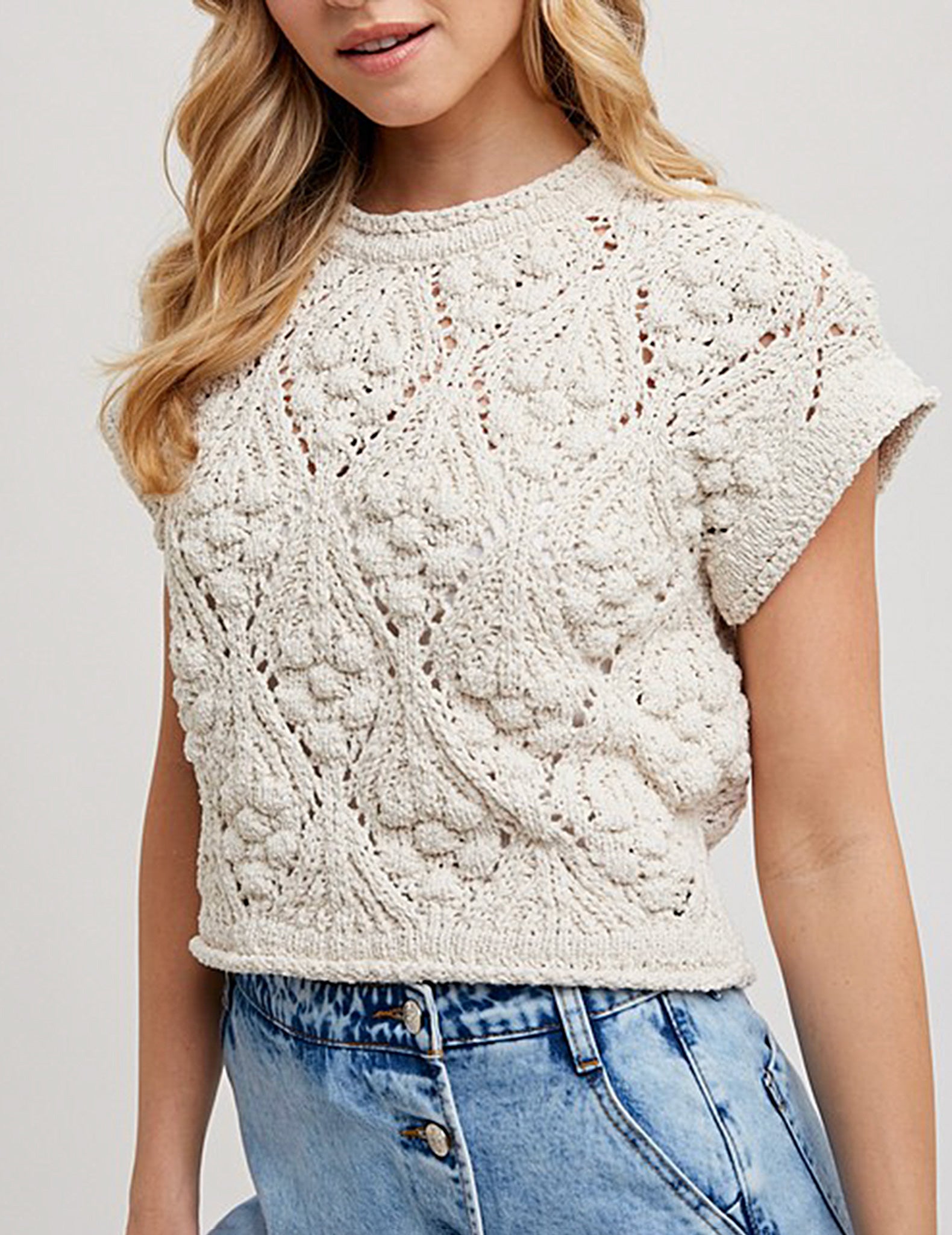 Frances Bauble Knit Short Sleeve Sweater