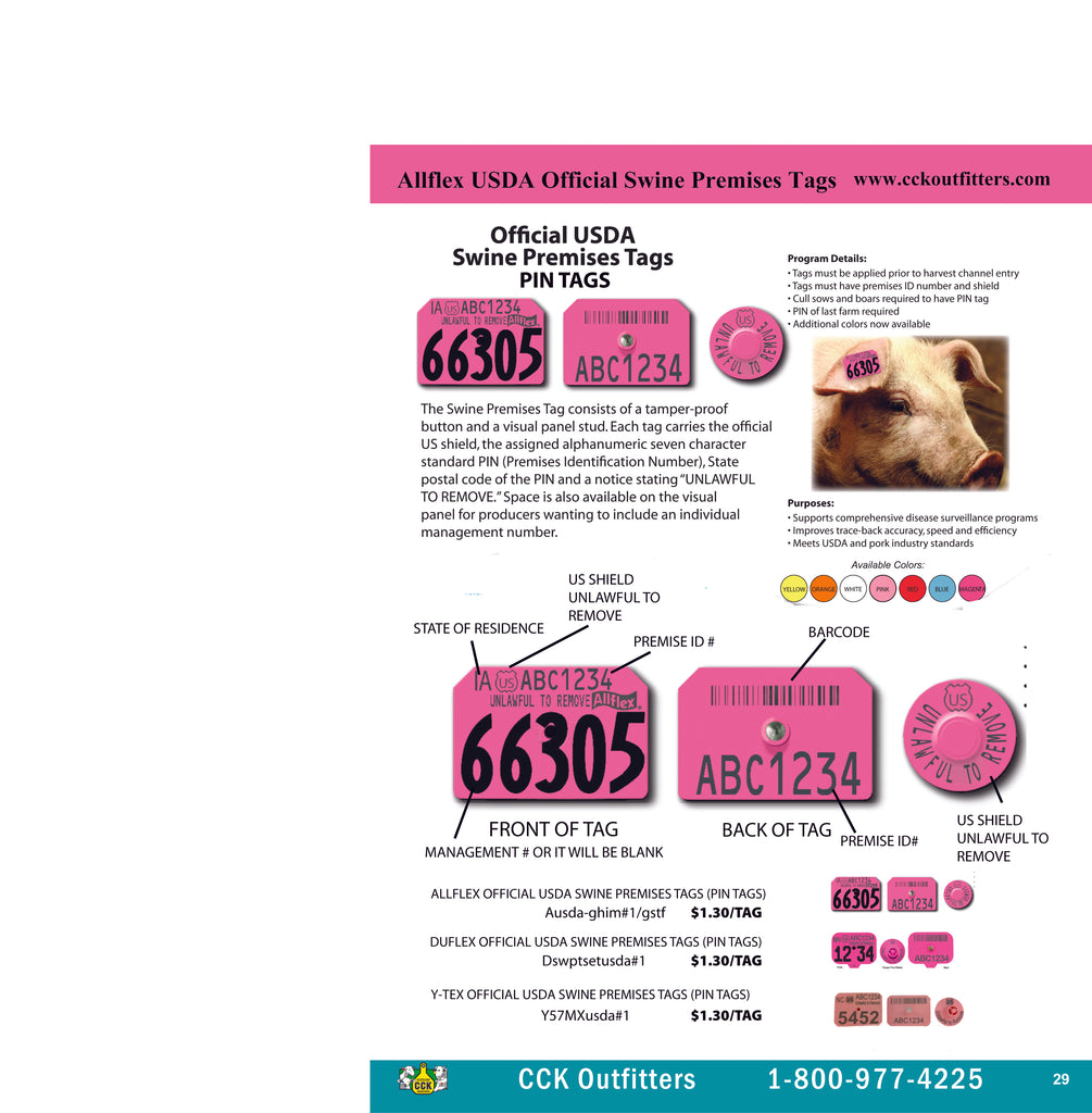 CCK Outfitters Swine tag information