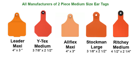 CCK sells all manufacturers of medium calf size 2 piece ear tags