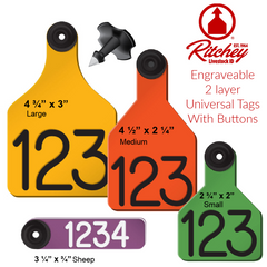 CCK sells ritchey universal 2 layer engraveable tags with buttons in all sizes and colors