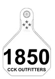 cck sells large ytex custom tags with large number and line of text
