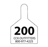 cck sells ztags with Large Number & 2 Lines of Text