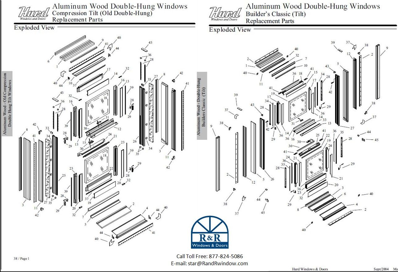 Hurd Double Hung and Single Hung Window Parts ID