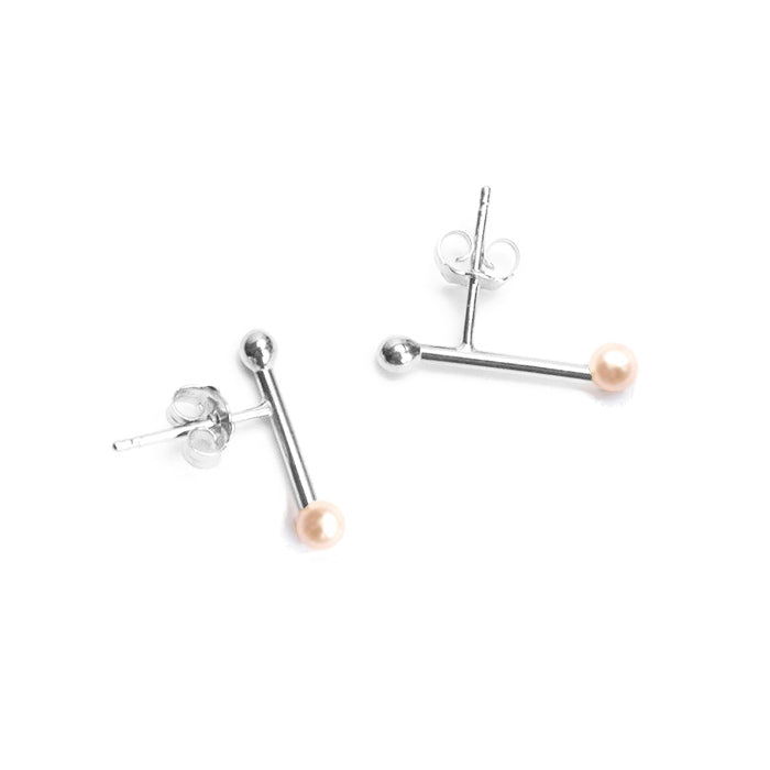 Pearl Accent Studs - Sterling Silver