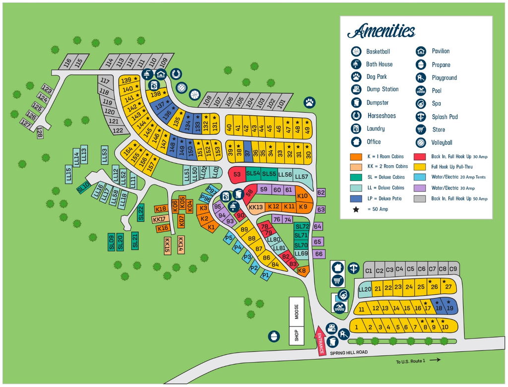 The Map of  Campsites and Their Location