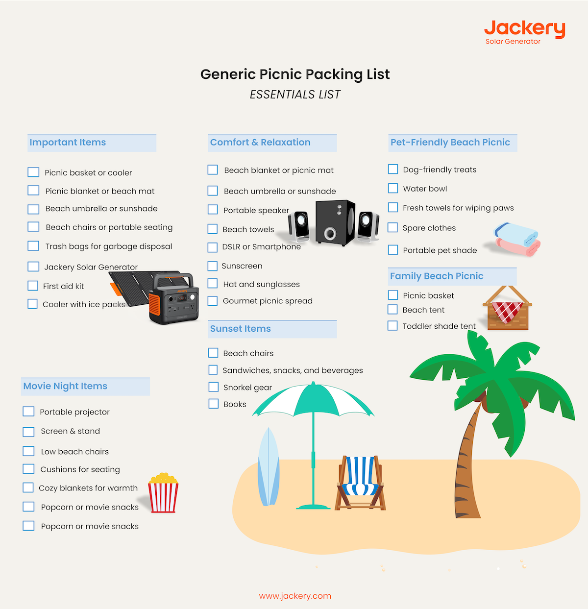 beach picnic list