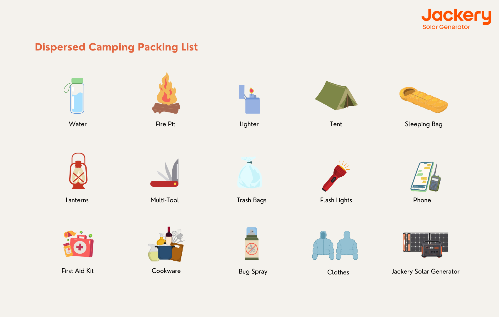 dispersed camping packing list