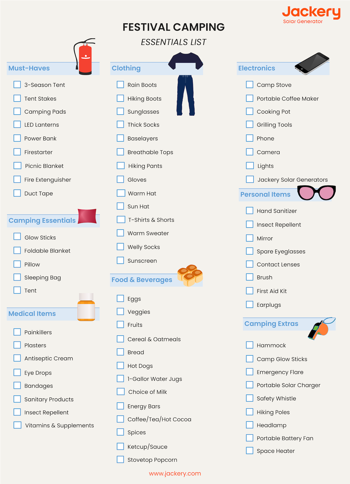 festival packing list