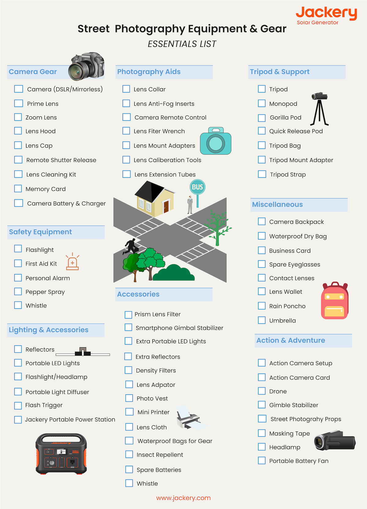 must have street photography camping checklist