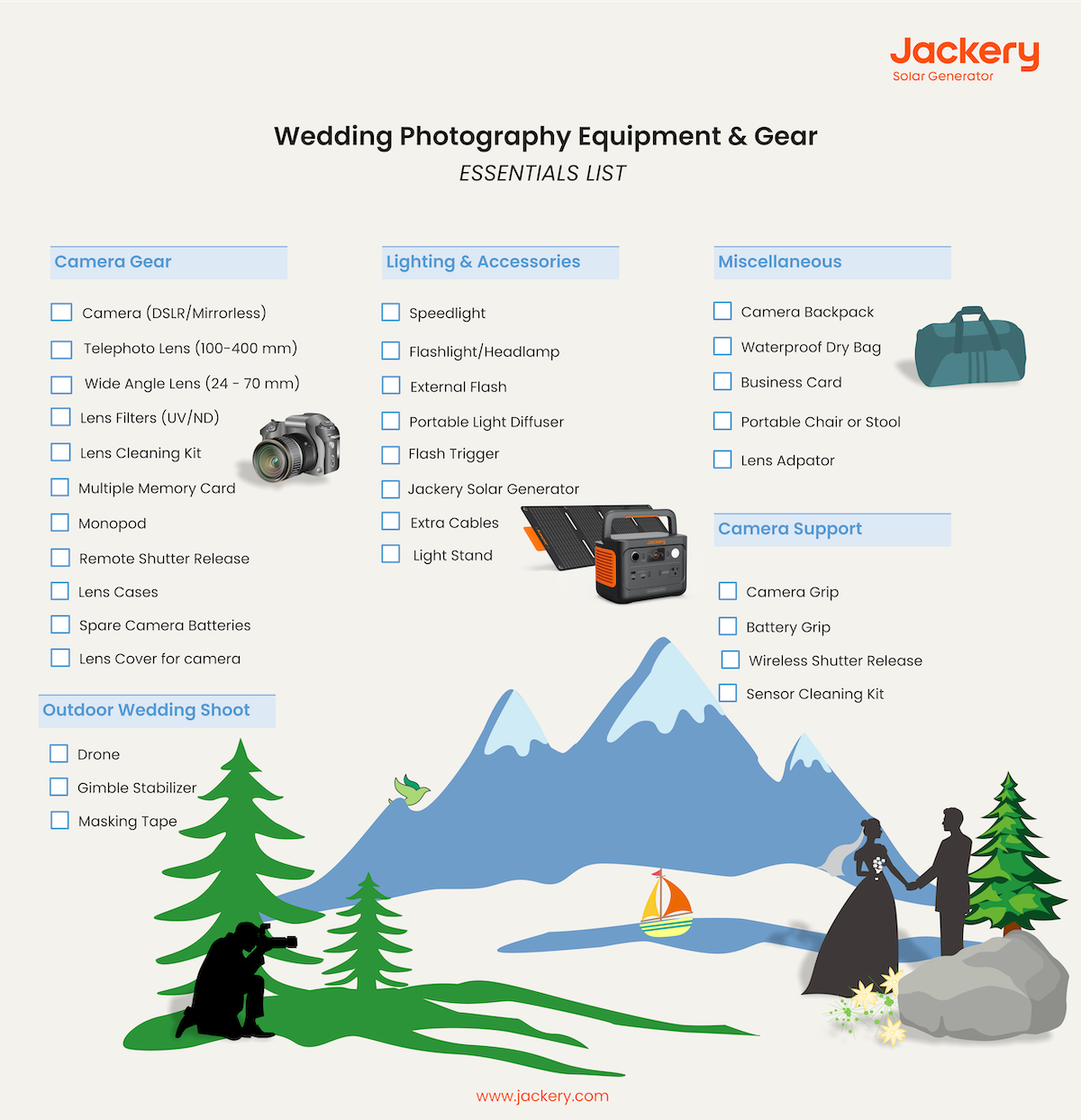 must have wedding photography gear and equipment checklist