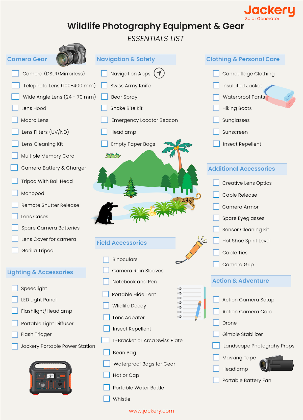 must have wildlife photography camping checklist