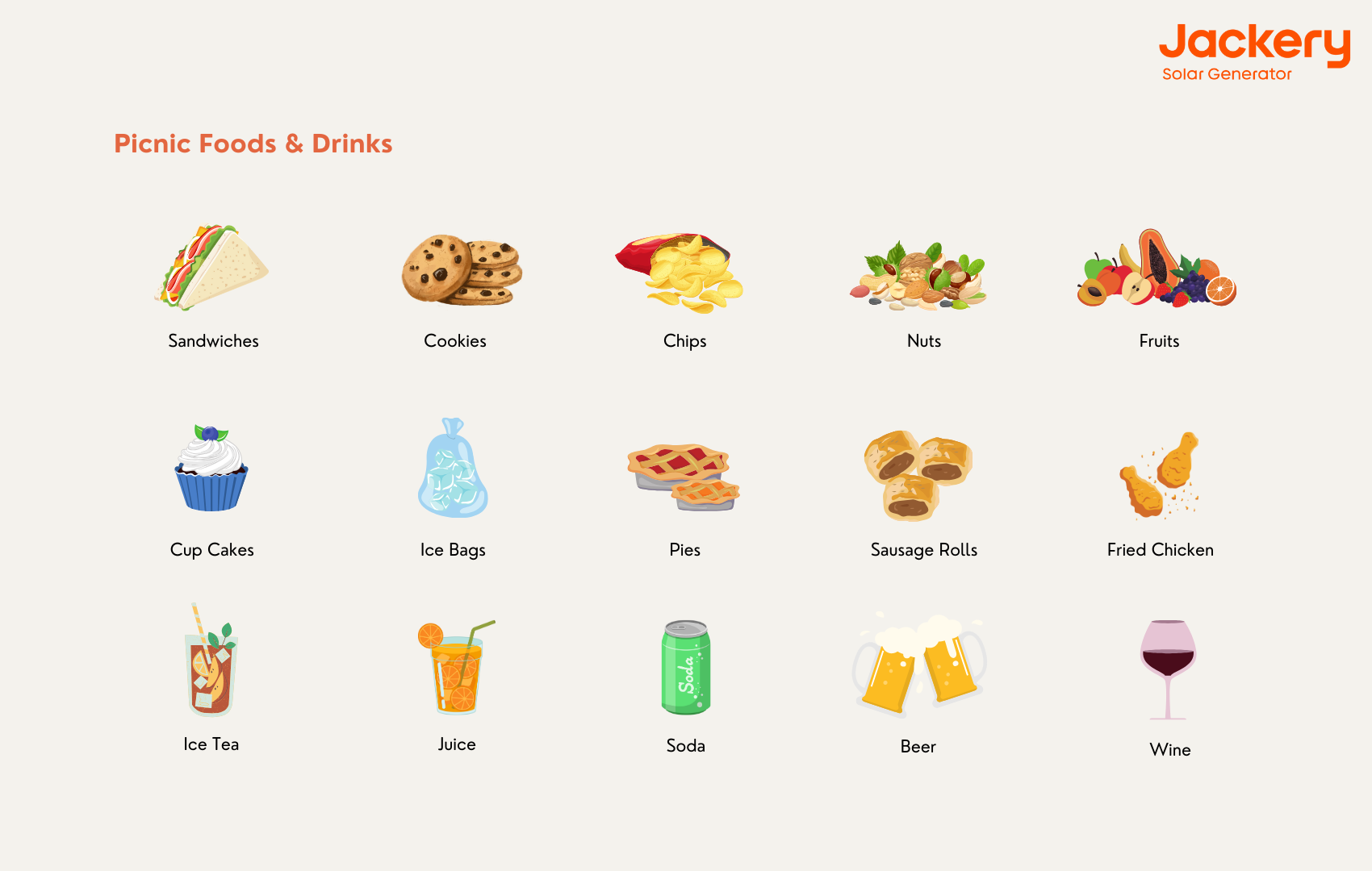 picnic foods and drinks