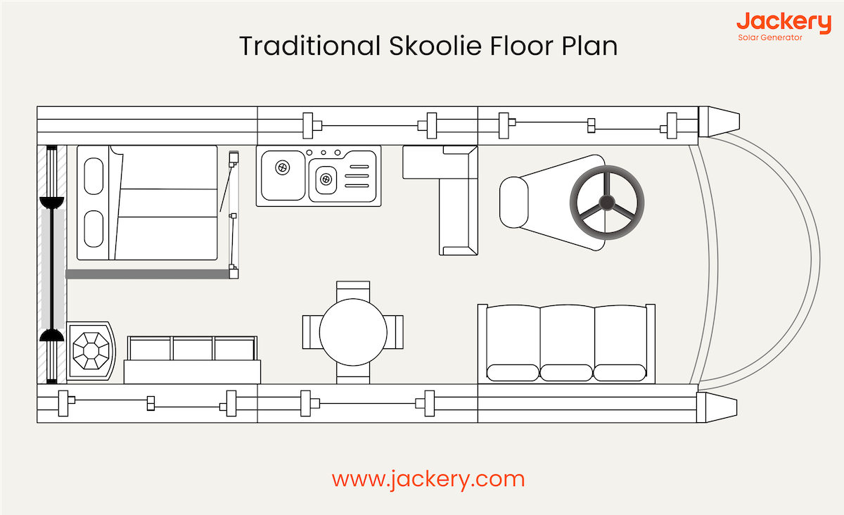 traditional skoolie floor plan