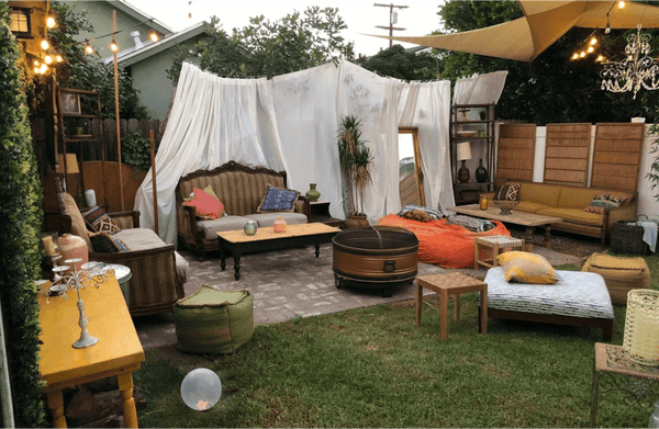 vintage or handmade backyard decor
