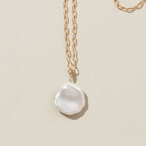 Keshi pearl neckalce, solid 9kt Yellow gold