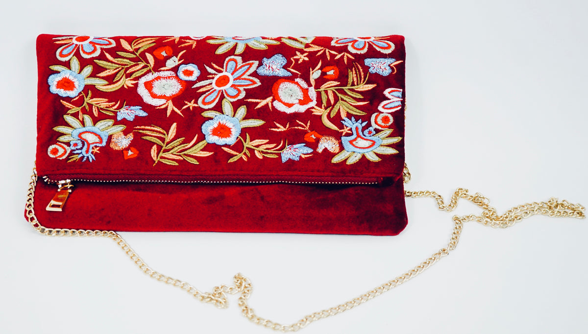 patterned clutch bag