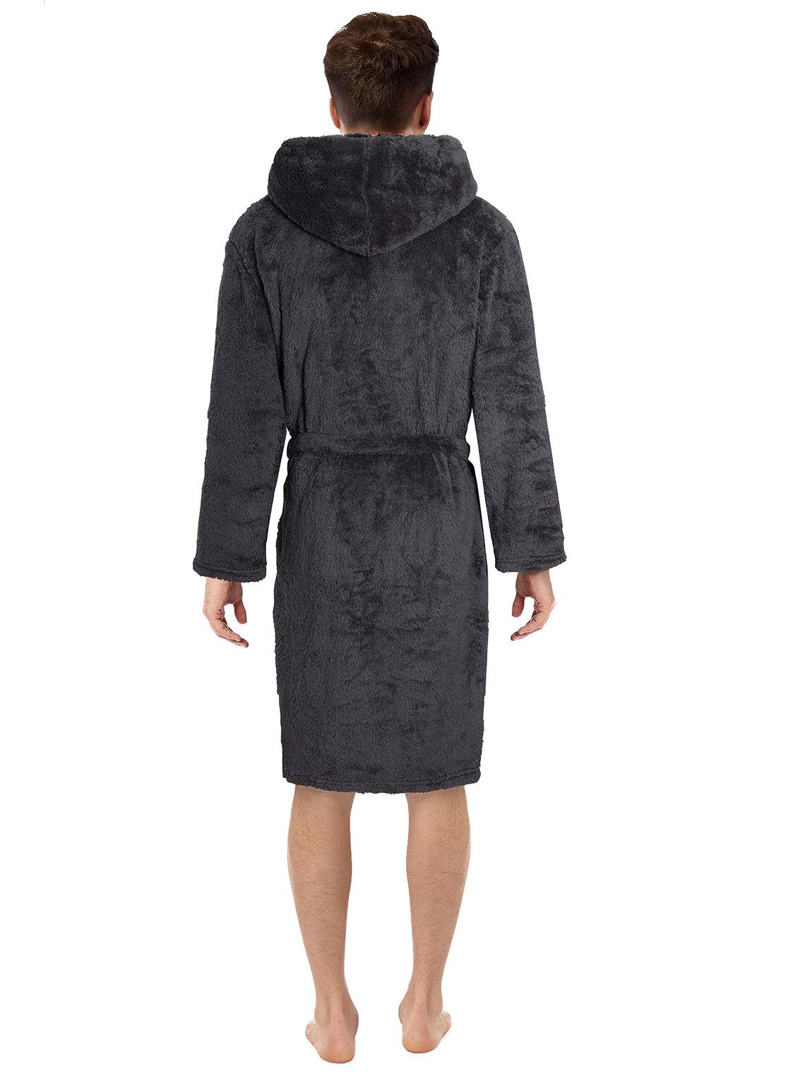Mens Dressing Gown Long Sleeve Wrap Robe Men's Teddy Fleece Sleeping Soft  Hoodie | eBay