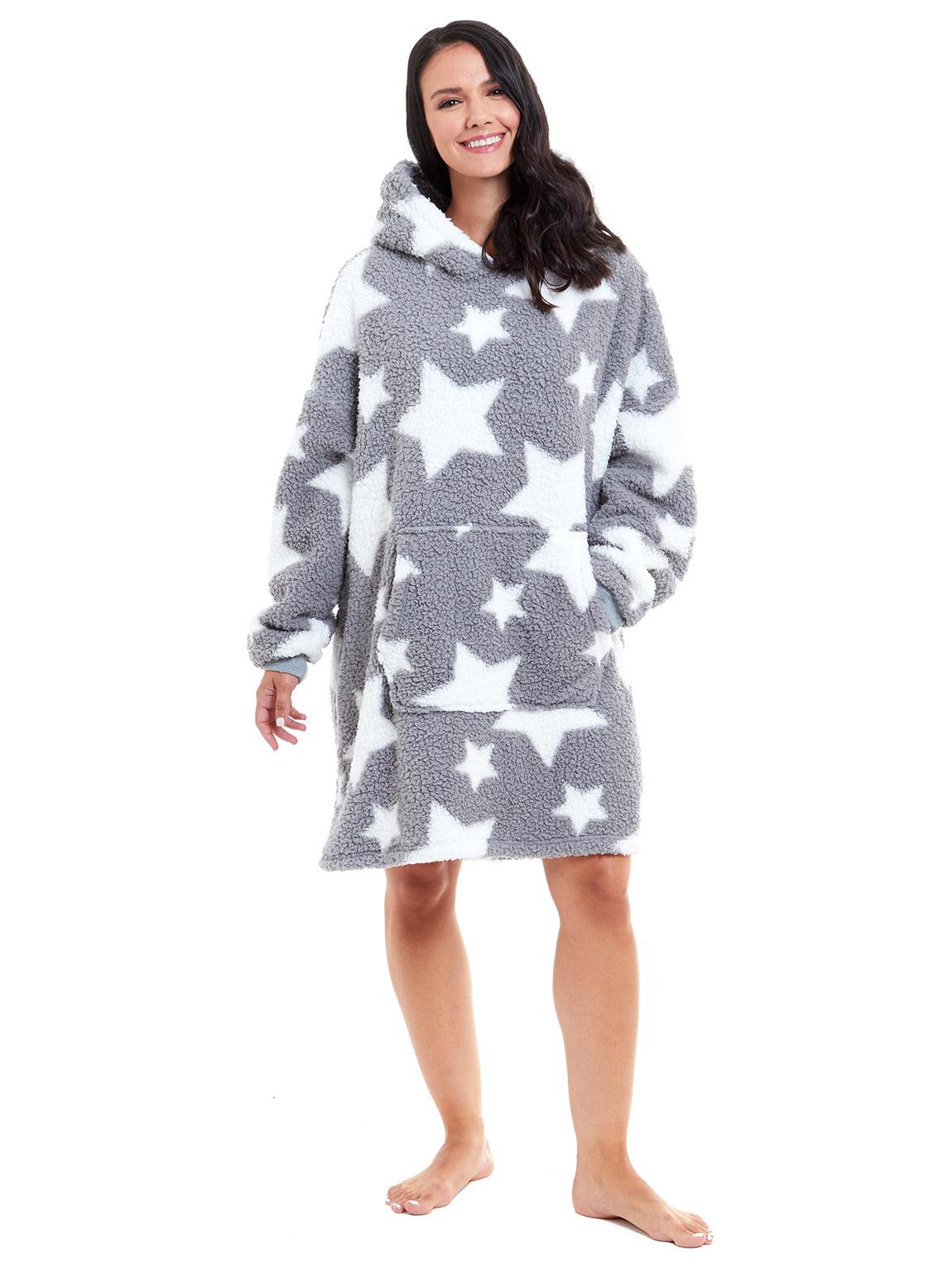 Teddy Soft: Snuggle Teddy Hoodie - Ladies, poncho, hoody, grey, silver,  snuggle, oversized, loungewear, womens, women, womans, woman, for, her ,  hers