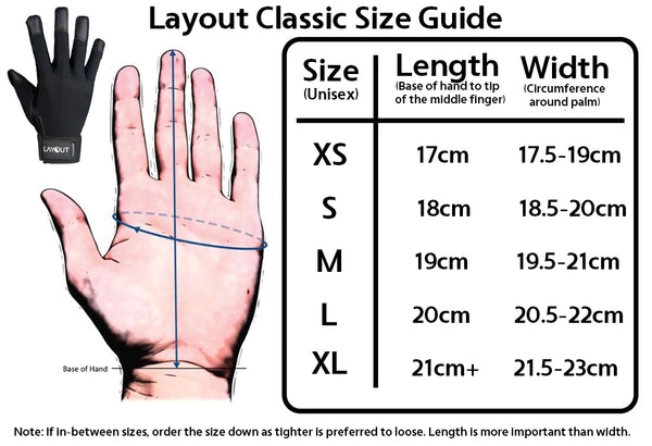 Sizing Chart For Layout Classic and Layout Lite