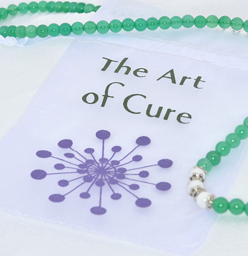 Healing Jewelry & Mala meditation beads (108 beads on a strand) Green Agate or Moss Agate - Adult Healing - The Art of Cure
