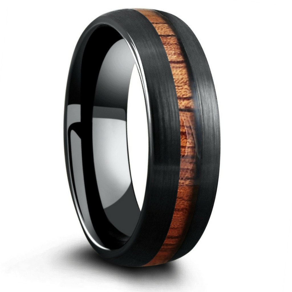 The Black Forest Woodland Wedding Ring | Men's Black Wooden Wedding ...
