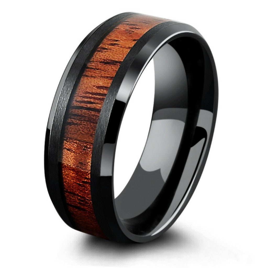 Black Tungsten Ring With A Koa Wood Inlay ?v=1590369879