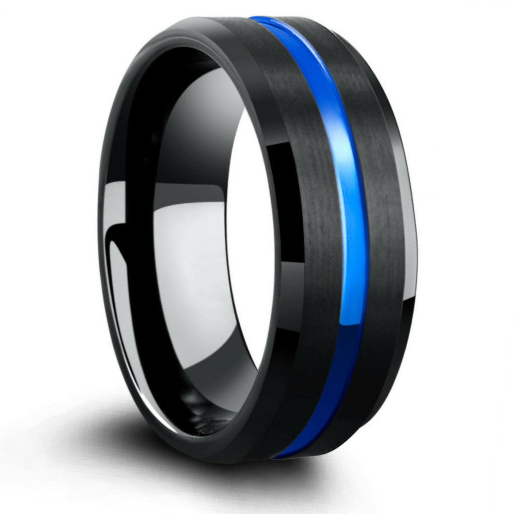 Black Tungsten Wedding Ring With Blue Center Channel   Mens Wedding Ring Copy 3 ?v=1500040999