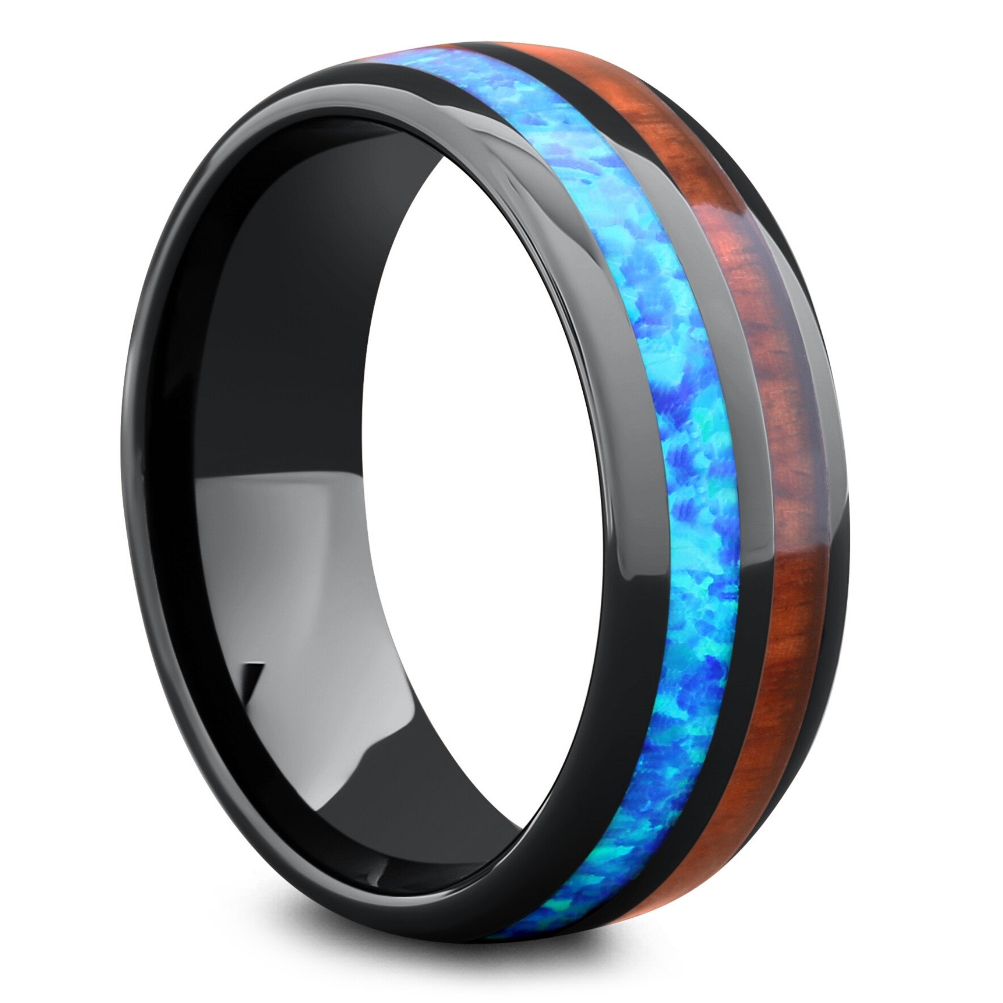 The Opal Wooden Barrel Ring Men's Wedding Ring