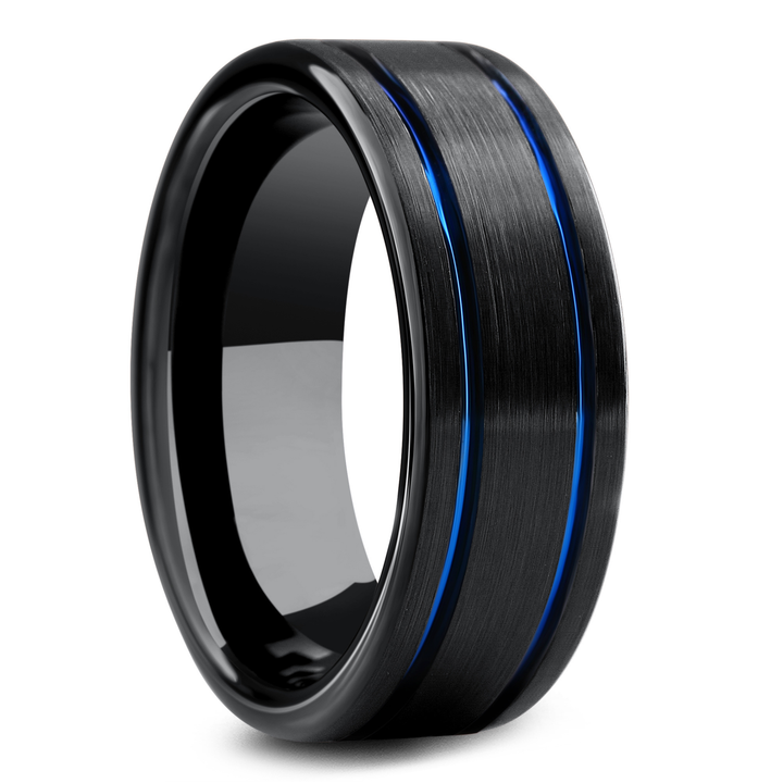 Double Ocean Blue - Men's Blue and Black Wedding Ring – Northern Royal, LLC