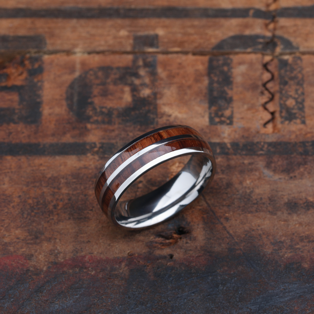 Barrel Ceramic Koa Wood Ring, 8.5 | Northern Royal