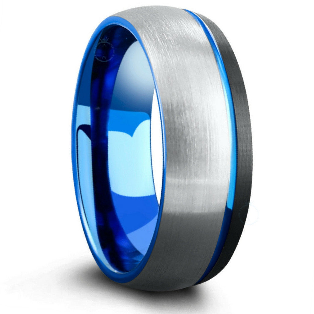Mens Brushed Tungsten Wedding Band With Three Tone Colors   Black Silver Blue Copy ?v=1496844333
