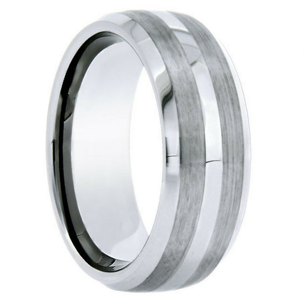Tungsten Ring With Polished Stripe and Satin Double Row - Northern ...