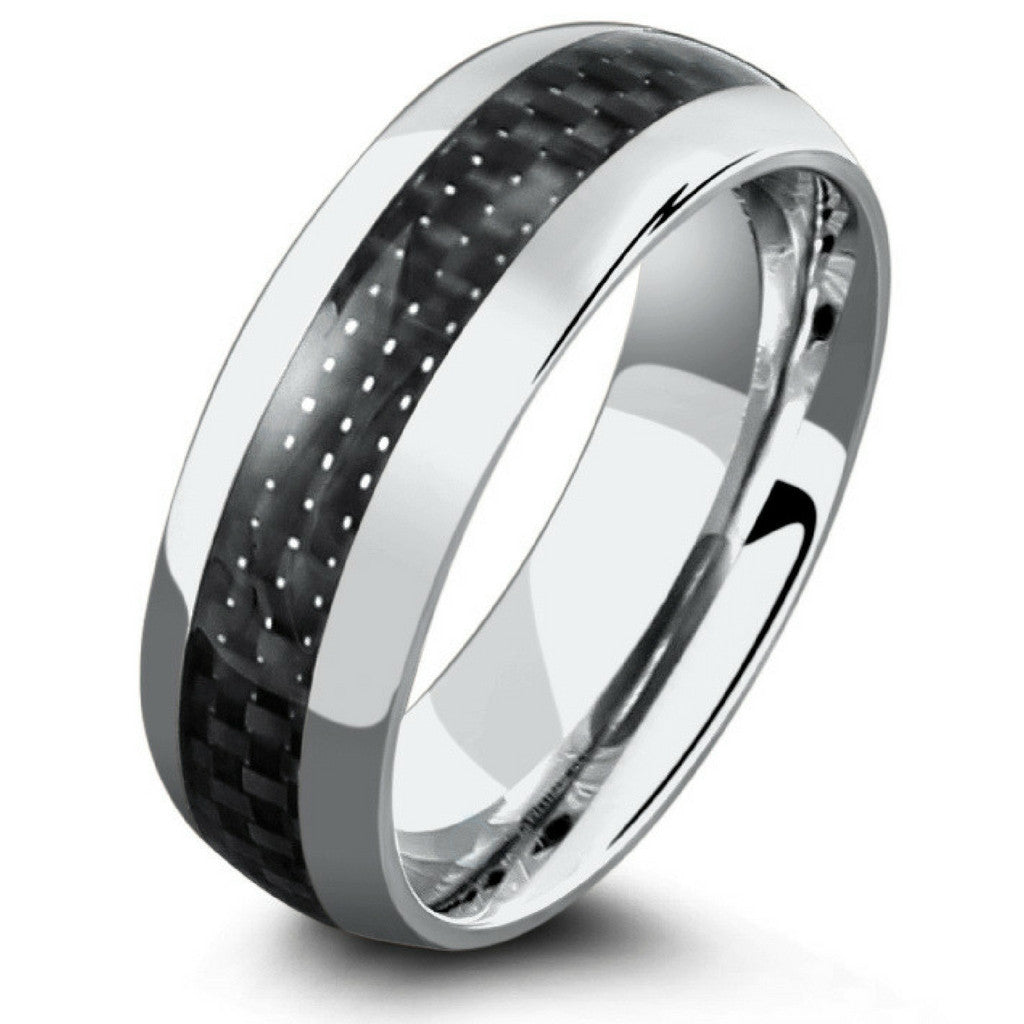 Blue Titanium Ring w/ Blue & Black Carbon Fiber Inlay. Wholesale -  925Express