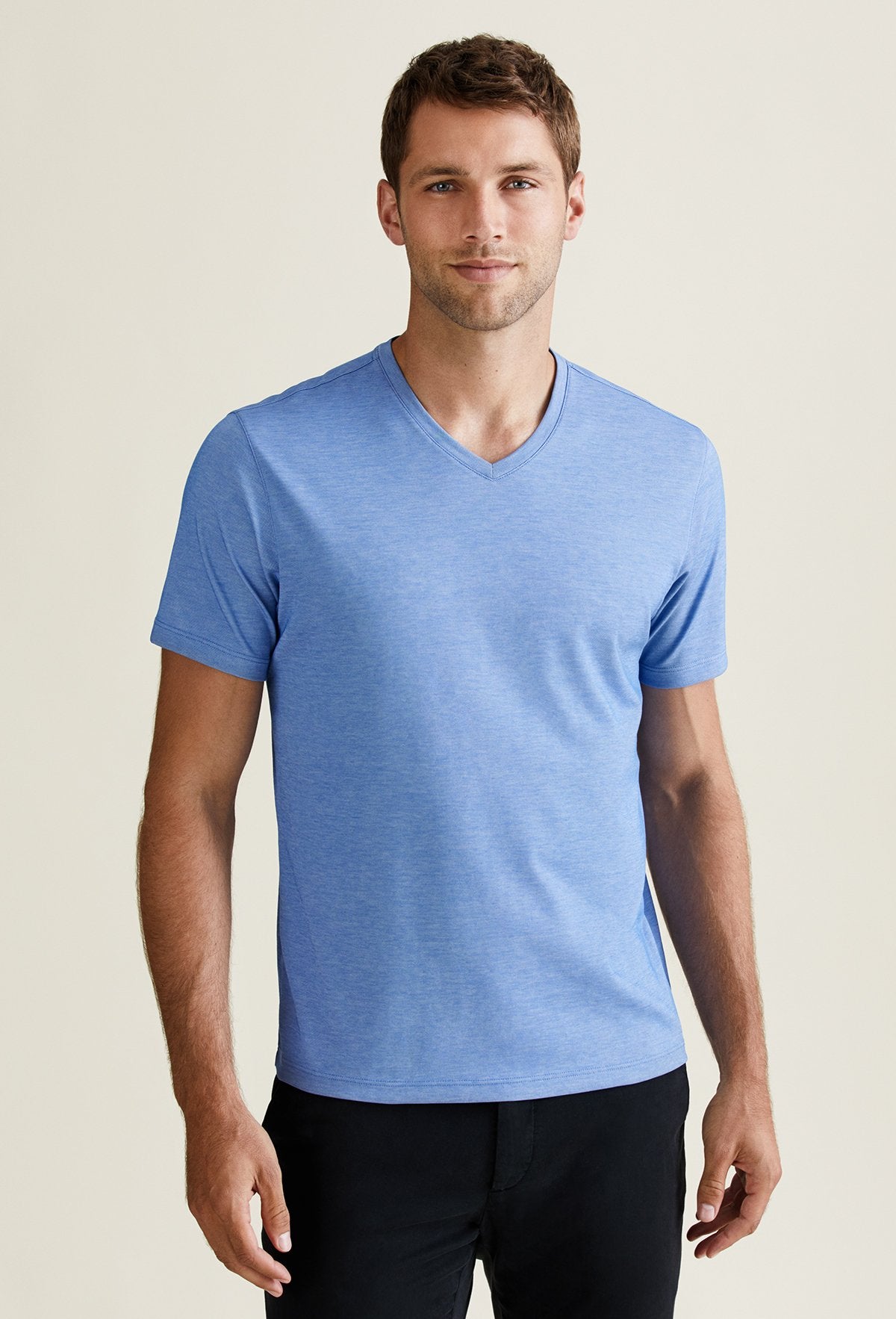 Men's Light Blue Pima Cotton V-Neck T-Shirt - Peruvian Cotton Blend ...