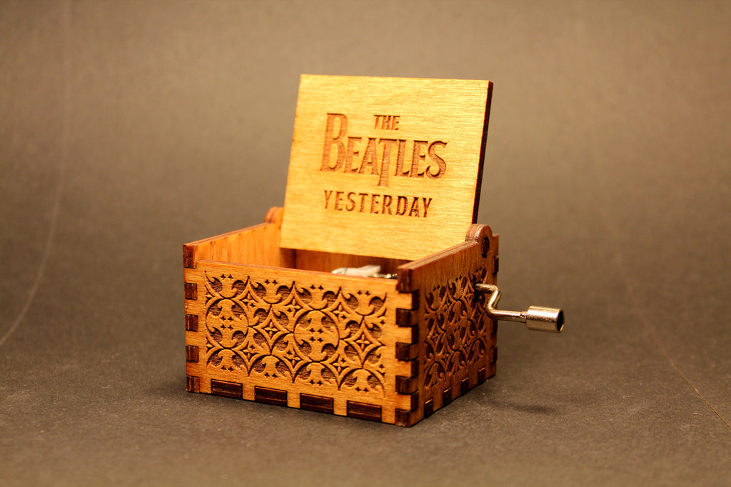 Engraved wooden music box The Beatles 