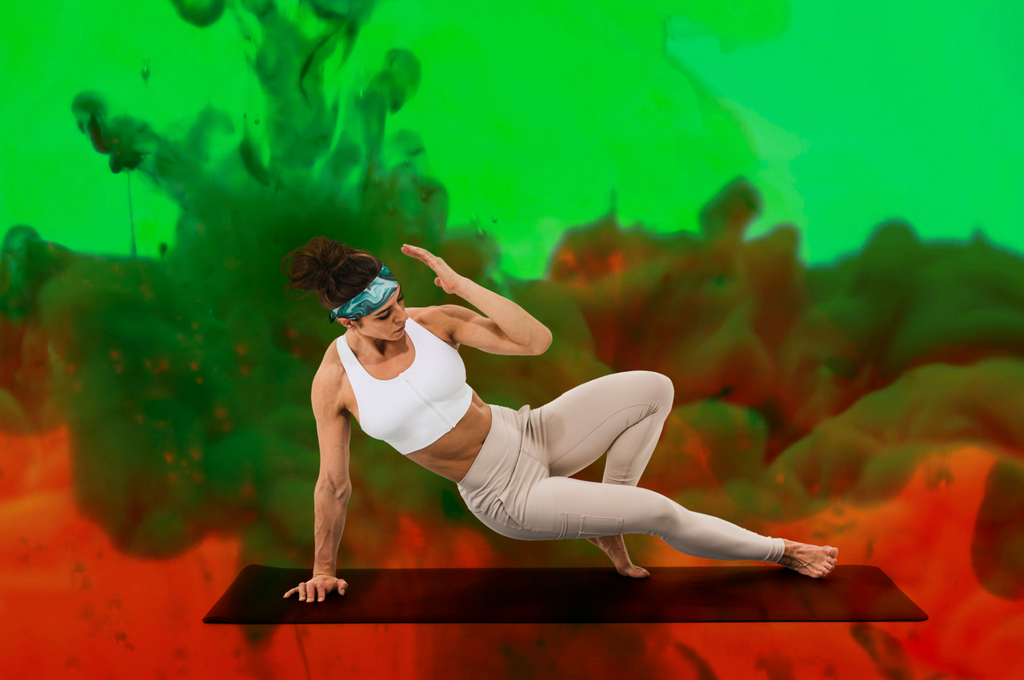Liquid Inspired Headband on a woman doing yoga