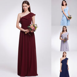 one shoulder ruffle bridesmaid dress