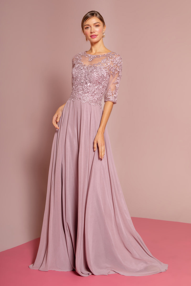 mauve mother of the bride gown