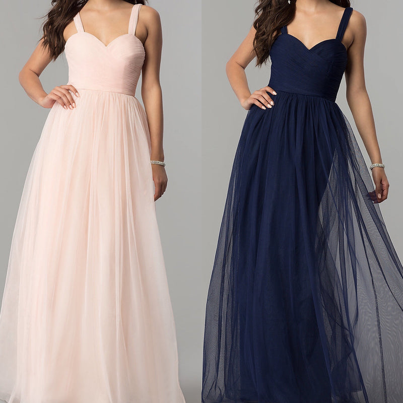 Affordable Vanity Floor length Tulle Bridesmaid dress in navy, Blush a ...