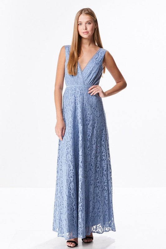 Something Blue long lace Bridesmaid Dress – Frugal Mughal